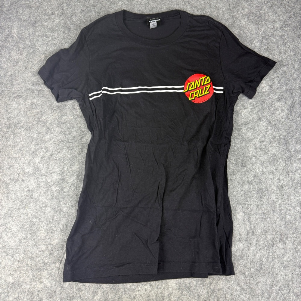 Santa Cruz Skateboards Womens Black Classic Dot Logo Graphic T-Shirt Medium